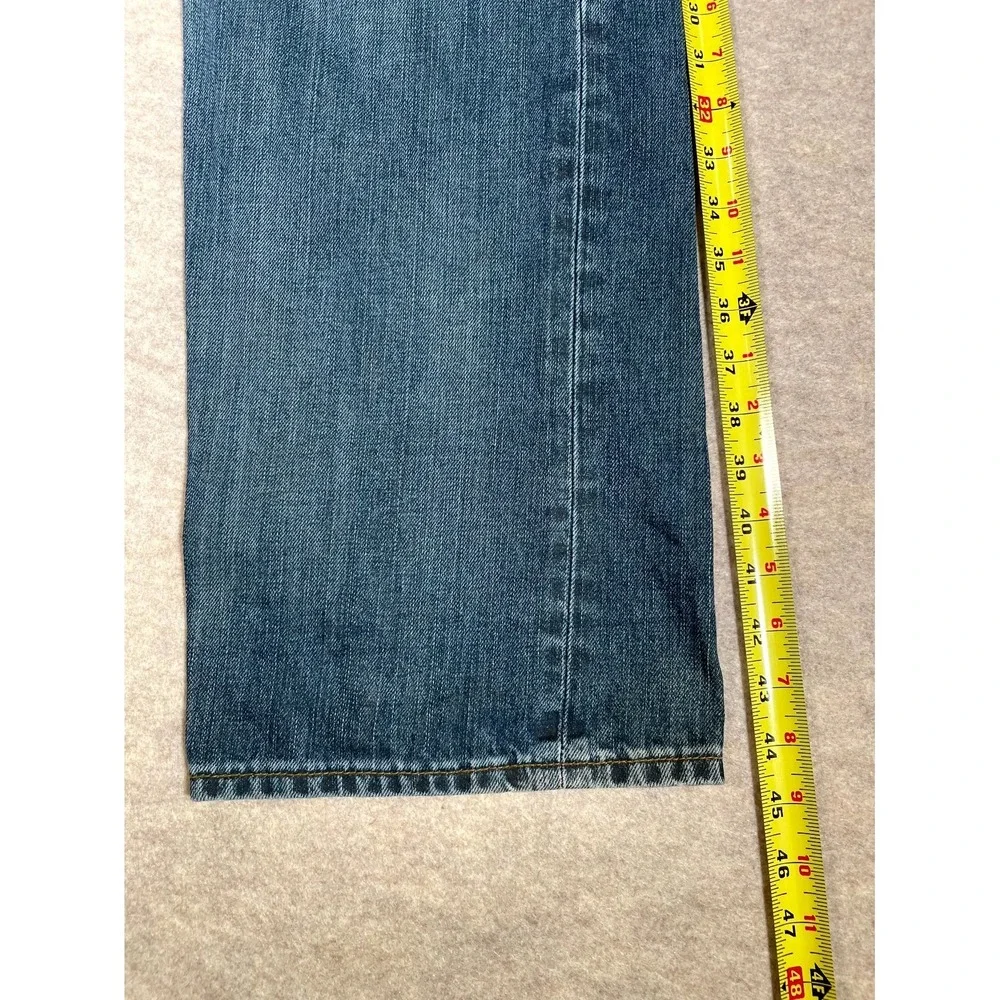 Levis 501 Straight Leg Jeans Mens 40x34 Blue Whiskering Denim‎ Button Fly Cotton
